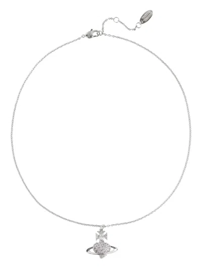 Vivienne Westwood Embossed Pendant Necklace In Silver