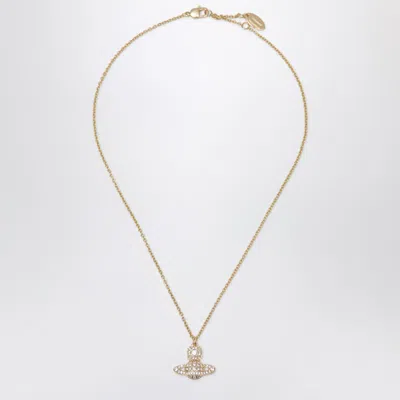 Vivienne Westwood Orb Pendant Necklace In Gold With Crystals In Brown