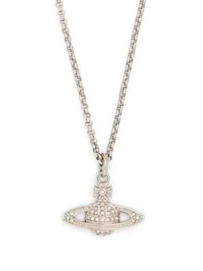Vivienne Westwood Orb Pendant Necklace Woman Platinum In Brass In Metallic