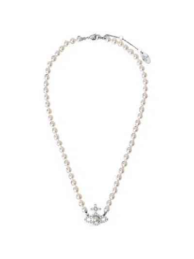 Vivienne Westwood Orb Pendant Pearl Necklace In Neutral