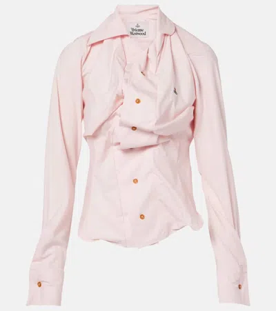 Vivienne Westwood Orb Gathered Asymmetric Cotton Shirt In Pink