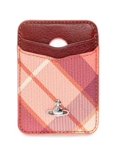 Vivienne Westwood Orb Plaid Leather Card Holder In Multi