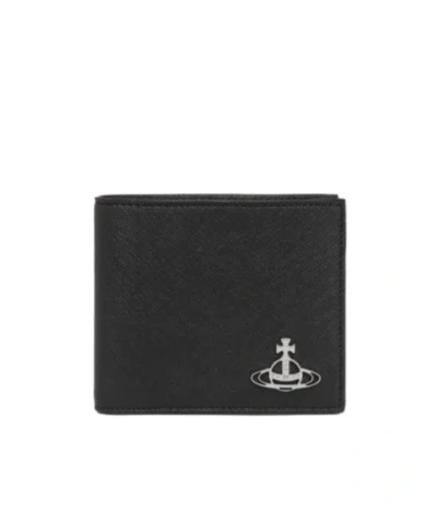 【VIVIENNE WESTWOOD】Orb Plaque Bi-Fold Wallet Black Vivienne Westwood Vivienne Westwood Orb Plaque Bi-Fold