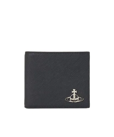 Vivienne Westwood Orb Plaque Bi-fold Wallet In Black