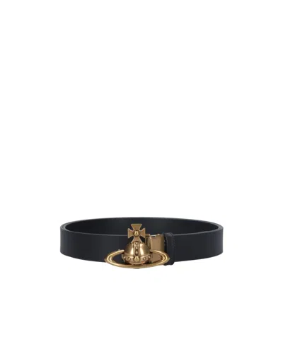 Vivienne Westwood Orb Plaque Buckle Belt In Black
