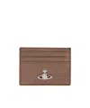 Vivienne Westwood Orb-embellished Leather Card Holder In Brown