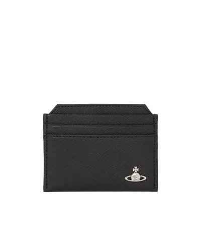 Vivienne Westwood Orb Plaque Card Holder In Black