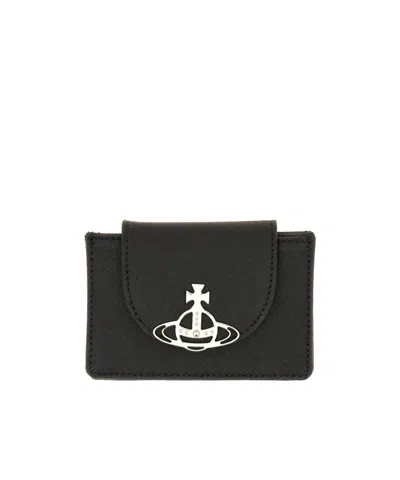 Vivienne Westwood Orb Plaque Card Holder In Black