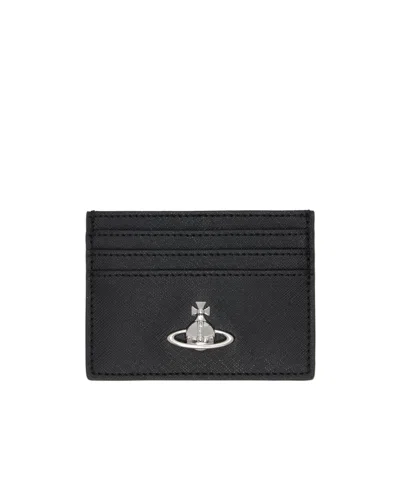 Vivienne Westwood Orb Plaque Card Holder In Black