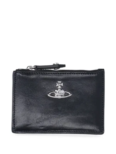 Vivienne Westwood Orb Plaque Card Holder In Black