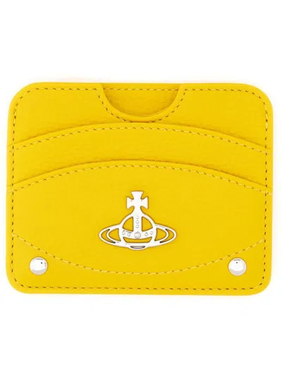 Vivienne Westwood Orb Plaque Card Holder In Yellow