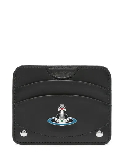 Vivienne Westwood Orb-plaque Leather Cardholder In Black