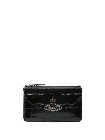 Vivienne Westwood Logo Plaque Embossed Wallet In Black