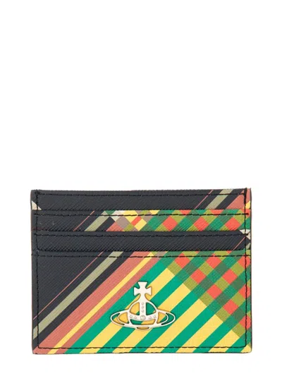 Vivienne Westwood Orb Plaque Checked Cardholder In Multi