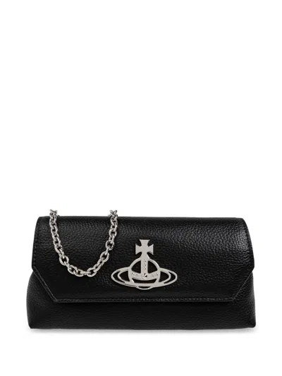 Vivienne Westwood Orb-plaque Clutch Bag In Black