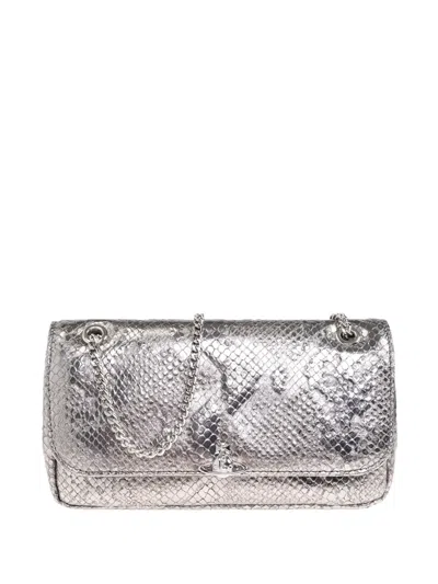 Vivienne Westwood Chain Crossbody Purse Crossbody Bags Grey In Silver