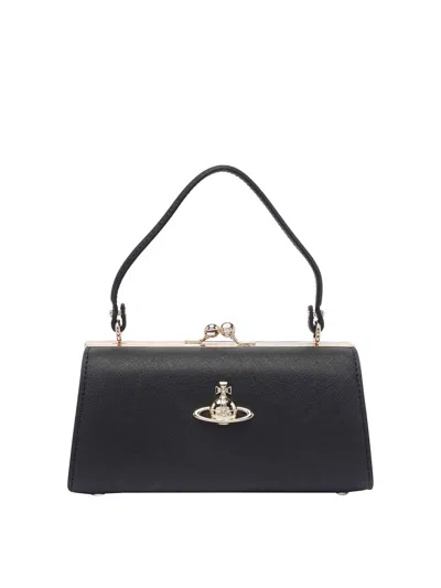 Vivienne Westwood Orb Plaque Doll Xl Frame Purse In Black