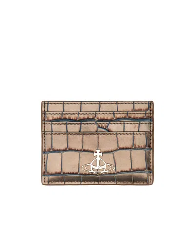 Vivienne Westwood Orb Plaque Embossed Card Holder In Military Green