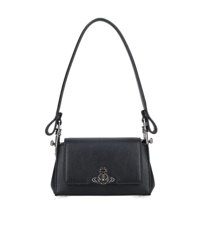 Vivienne Westwood Orb Plaque Flap Shoulder Bag In Black
