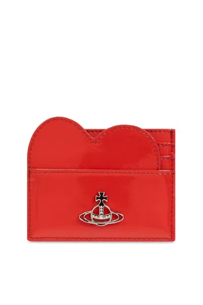 Vivienne Westwood Orb Plaque Heart Shaped Cardholder In Red