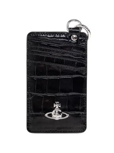 Vivienne Westwood Orb-plaque Keyring Cardholder In Black