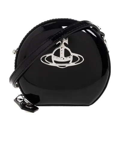 Vivienne Westwood Orb-plaque Leather Satchel Bag In Black