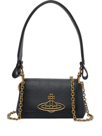 Vivienne Westwood Orb-plaque Leather Shoulder Bag In Black