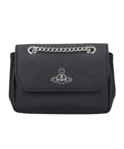 Vivienne Westwood Small Purse Chain Shoulder Bag In Black