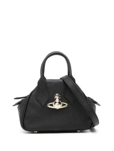 Vivienne Westwood Structured Mini Handbag With Signature Emblem In Black