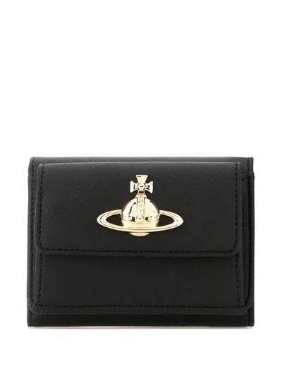 Vivienne Westwood Orb-plaque Leather Wallet In Black