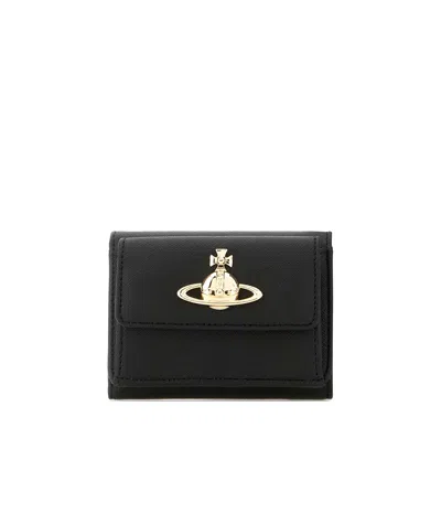 Vivienne Westwood Orb-plaque Leather Wallet In Black