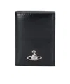 Vivienne Westwood Smooth Black Wallet With Iconic Emblem In Black