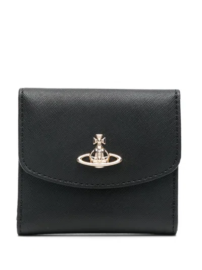 Vivienne Westwood Orb-plaque Leather Wallet In Black