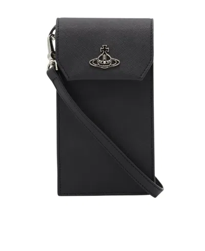 Vivienne Westwood Orb-plaque Phone Bag In Black