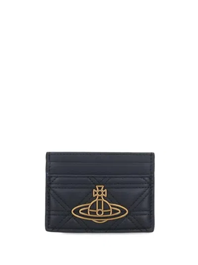 Vivienne Westwood Orb-plaque Quilted Leather Wallet In Black