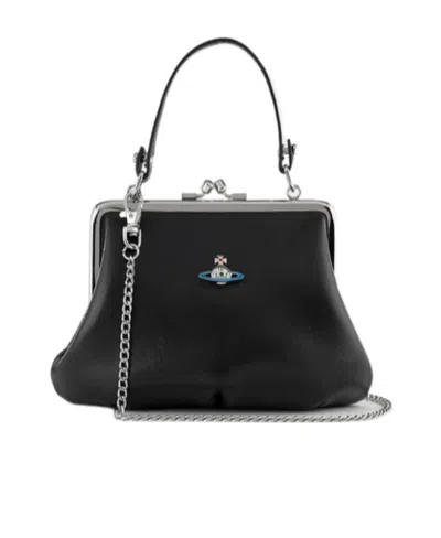 Vivienne Westwood Orb-plaque Recycled Leather Clutch In Black