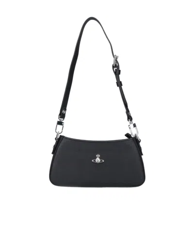 Vivienne Westwood Tasha Shoulder Phone Bag Faux Leather Black-3d-orb