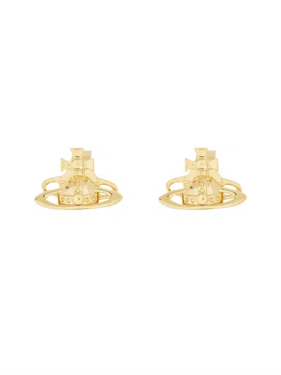 Vivienne Westwood Orb Plaque Stud Earrings In Gold