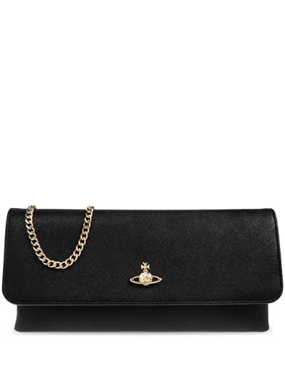 Vivienne Westwood Orb Plaque Small Shoulder Bag In Black