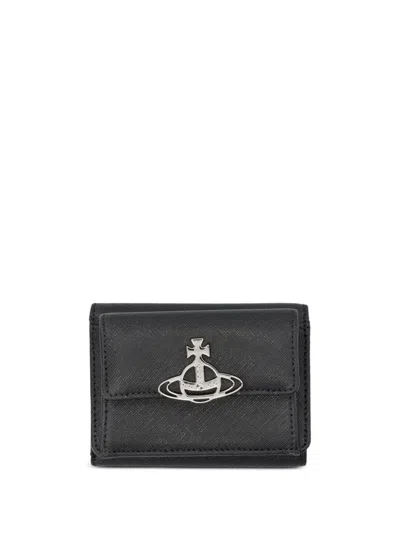 Vivienne Westwood Orb Plaque Trifold Wallet In Black