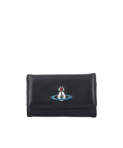 Vivienne Westwood "orb" Logo Keyring In Black