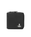 Vivienne Westwood Grained Rectangular Wallets With Silver-tone Hardware In Black