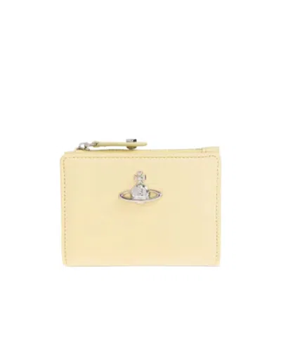 Vivienne Westwood Orb Plaque Zipped Wallet In Yellow