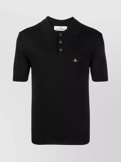 Vivienne Westwood Polo Collar Wool Polo In Black