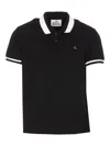 Vivienne Westwood Polo Shirt With Striped Collar Detail In Negro