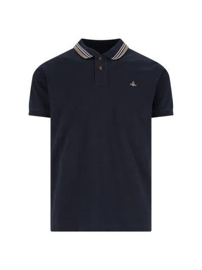 Vivienne Westwood Orb" Polo Shirt Blue In Black