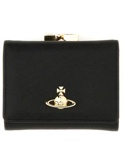 Vivienne Westwood Small Frame Wallet Faux Leather Black One Size Women
