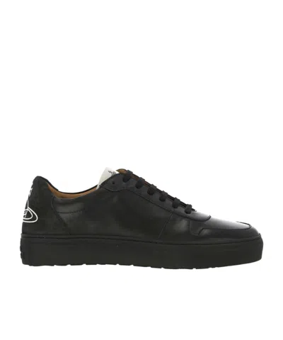 Vivienne Westwood Orb-print Leather Sneakers In Black