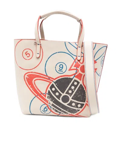 Vivienne Westwood Orb-print Leather Tote Bag In Brown