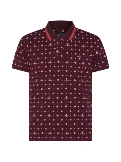 Vivienne Westwood Deep Purple Polo Shirt With Contrasting Collar And Tailored Fit In Burgundy